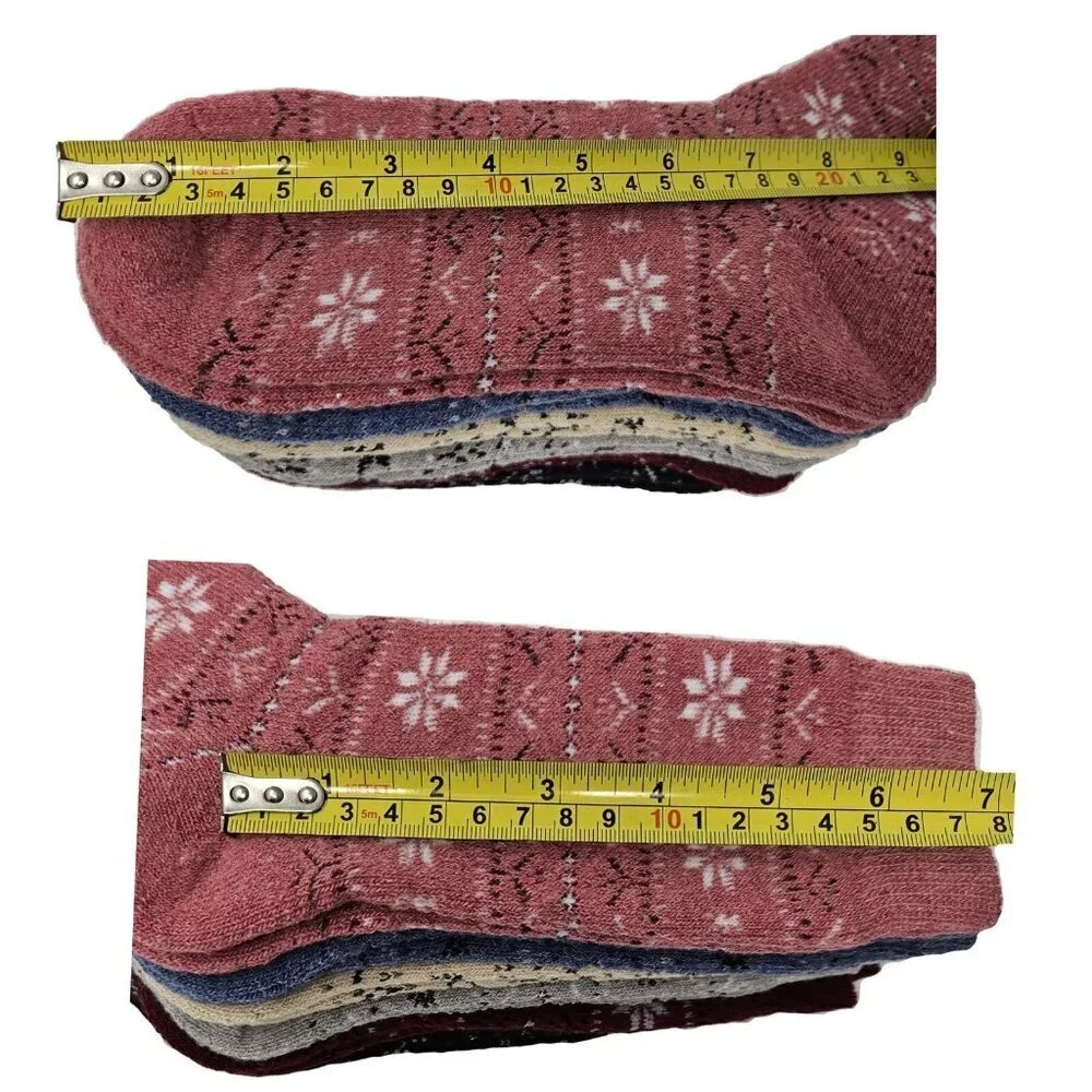 Women Winter Socks, Lamb Wool Warm Socks Hiking Walking Cute Heart Print 12-PACK